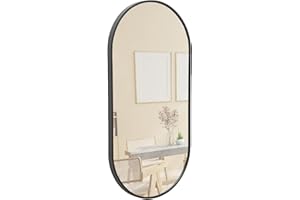 ‎TERRA HOME Terra Home Wandspiegel - Oval, 80x40 cm, Schwarz, Modern, Metallrahmen Spiegel, HOCH und QUER Montage möglich - für Flur, Wohnzimmer, Bad oder Garderobe