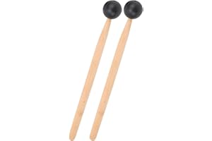 LIEBEWH 2 Pezzi Bacchette Eteriche, Bacchette in Gomma a Testa Tonda Manico in Legno Martello Accessori per Percussioni per Principianti Che Imparano le Percussioni
