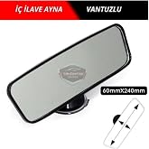 Ş&uuml;sCarOto Aksesuar Her Araca Uyumlu Siyah &Ccedil;er&ccedil;eveli Dikiz Aynası 60 Mm X 240 Mm Vantuzlu İ&ccedil; İlave Ayna
