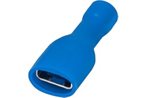 Heschen 100 terminali per cavo femmina in vinile completamente isolati, 6,3 x 0,8 mm, per 1,5 – 2,5 mm² (16 – 14 AWG) blu