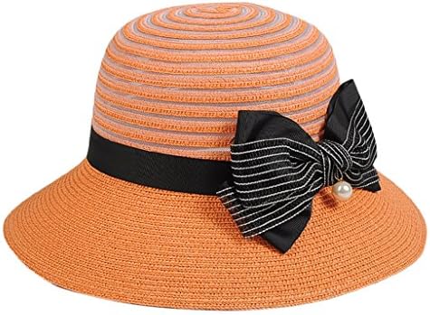 WENJUN Hat Female Summer Straw Hat Korean Version Of The Sun Visor Along The Folding Sun Hat Seaside Travel Sunscreen Beach Hat (Color : Orange)