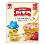 Nestlé CEREGROW Fortified Multigrain Cereal with Milk and Fruits, 300g Bag-In-Box Pack