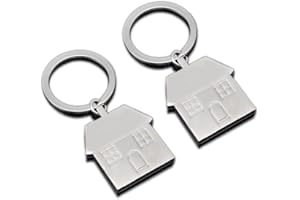 PLABBDPL 2 Llaveros de Plata con Casa, Llaveros de Pareja Familiares Regalos para Pareja Padres Propietarios