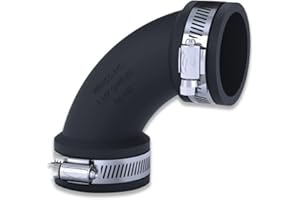 eco-filtration Fernco 1.5" Flexible Elbow (50mm to 38mm) - EPDM Rubber 90° Pipe Connector with Stainless Steel Clamps - Leak-Proof, Reusable and Easy Installation