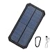 Produktbild Tollcuudda Solar Ladegerät - 10000mah Powerbank Externe Akku Batterie mit 6 Led Taschenlampe 2 USB-Ausgänge für iPhone, iPad, Samsung Galaxy und andere Smartphones (schwarz)
