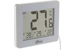 Otio 936063 - Termómetros de Interior/Exterior, con sonda y Cable, Color Blanco