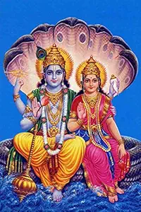 Wallpics Vinyl Lord Vishnu Laxmi Waterproof Sticker Poster (Can1763-3, 24 Inch X 36 Inch, Multicolor)