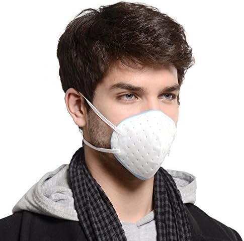 KANJEKANLE Reusable Antibacterial Dust Breathable Washable Respirator Face Masks,Electrostatic Cotton Material,for Adult(blue)