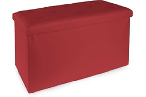 Caritex Panca Rettangolare Pouf Contenitore Ottoman in Simil Pelle Y945 Borgogna