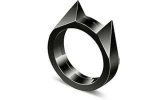 BMDHA Katzenohren Ring Zinklegierung Unzerstörbar Zur Selbstverteidigung/Notfall/Dekoration Legal Ring Unisex/Universalgröße Einschließlich einer Halskette,Schwarz