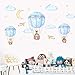 Produktbild Cartoon Hot Air Balloon Wall Stickers Animals Sky Stars for Kids Room PVC Waterproof Removable Wall Decals for Living Room Mural