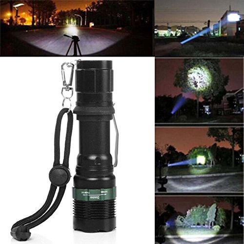 400 Lumen Zoomable CREE XM-L Q5 LED Taschenlampe Zoom Lamp Light – 3 Modus Einstellbare Helligkeit Wasserdichte Design Taschenlampe Beleuchtung für Wandern, Camping & Outdoor Aktivitäten (Schwarz) - 9