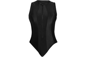 NHNKB Langarm Rash Guard Sun Swim Top Badeshirts zum Schwimmen Wandern Surfen Badeanzug mit Blumendruck Reißverschluss vorne Surfen Badeanzug Für Mollige Fransen Damen Badeanzug Einteiler Sexy Bikini