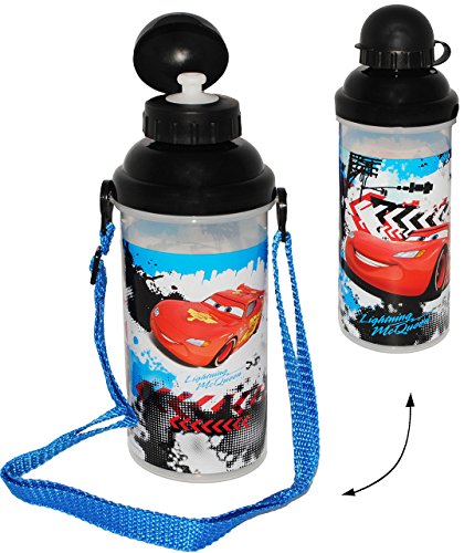Preisvergleich Produktbild große _ Trinkflasche / Sportflasche - auslaufsicher - " Disney Cars - Lightning McQueen " - Flasche 650 ml - leicht transparent - aus Kunststoff - Fahrradflasche / Trinklernflasche zum Umhängen zum umhängen - für Kinder - Jungen Auto / Fahrzeuge - Autos Francesco - Plastik - Aluflasche 0,65 Liter / Wasserflasche - Plastikflasche - Kunststoffflasche