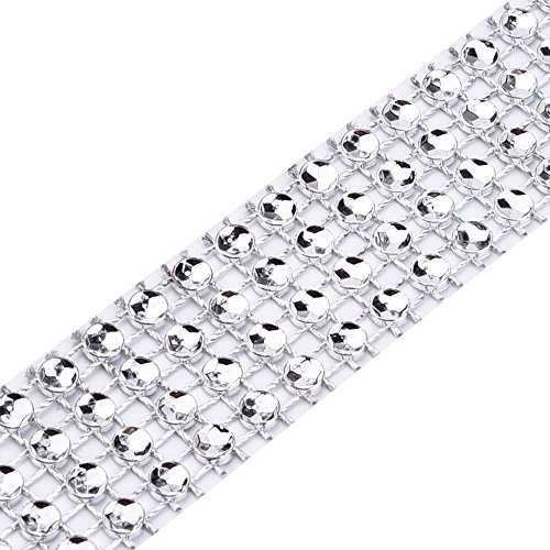 eBoot 4 Row 10 Yard Acrylrhinestone Diamant Band für Hochzeitstorten, Geburtstagsdekoration, Baby Bad Veranstaltungen und Kunsthandwerk Projekt (Silber) - 2