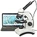AmScope M160C-2L-PB10-E Digital Cordless Compound Monocular Microscope WF10x and WF25x Eyepieces 40x-1000x Magnification Upper and Lower LED Illumination with Rheostat Brightfield Single-Lens Condenser Coaxial Coarse and Fine Focus Plain Stage 110V or Battery-Powered with Handle and Arched Base Includes Slide Set 0.3MP Camera and Software RS.21287.00