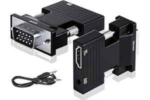 OOYES 8k HDMI to VGA Adapter,1080P HDMI Female to VGA Male with Audio Output Cable Converter Adapter, Female hDMI Input to Male VGA Output Adapter with 3.5mm Audio Jack For TV, Computer, Projector, Laptop