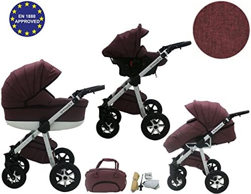Quero, 3-in-1 Travel System with Baby Pram, Car Seat, Pushchair & Accessories (linen material No. 11)