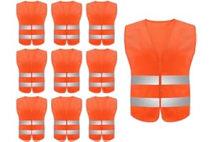 Hitopin Chaleco Reflectante, 10PCS Chaleco Reflectante de Seguridad, Chaleco de Seguridad, Auto Chaleco De Seguridad, Chaleco de Seguridad de Alta Visibilidad, para Correr, Conductor, Limpiadores