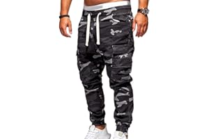 Tomwell Jogging Hommes Pantalon Cargo Homme Survêtement Slim Fit Pantalon de Sport Jogger Camouflage Workwear Mode Pantalon Travail de Loisirs Casual Workout avec Poches