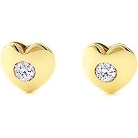 Orecchini per bambini rotondo con zirconi - oro giallo 9K (375) (T2369P9K