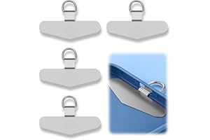 OUDQFCJ 4 pcs Patchs Universels Téléphone, Attaches avec Anneau Métallique, Languettes de Fixation pour Cordon Portable, Multifonctionnels en Acier Inoxydable