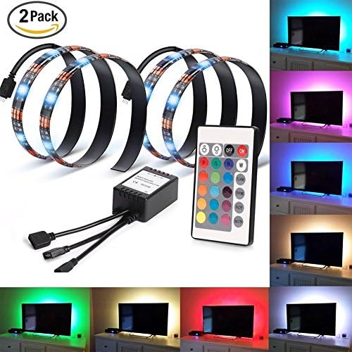 LEDNut Neon Accent LED Strips Bias Backlight RGB Lights with Remote Control for HDTV, Flat Screen TV Accessories and Desktop PC, Multi Color