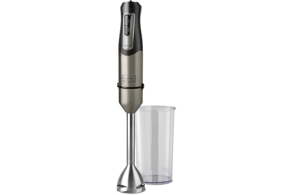 BLACK+DECKER - Mixeur plongeant 1200W | 20 vitesses + Turbo | 4 lames inox haute performance | Pied et accessoires lavables | Design ergonomique anti-éclaboussures