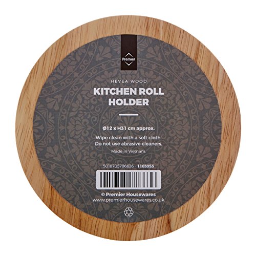 Premier Housewares Küchenrollenhalter aus Gummibaumholz, Braun - 4