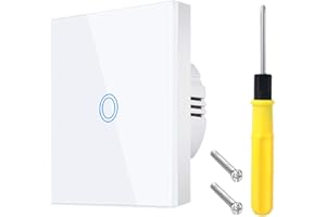 Acmerota Dotykowy włącznik światła, 1-drożny, szkło hartowane, biały pojedynczy ściemniacz do diod LED, oświetlenie elektryczne, panel z podświetleniem LED do szkoły, AC 100-240 V, 1-1000 W