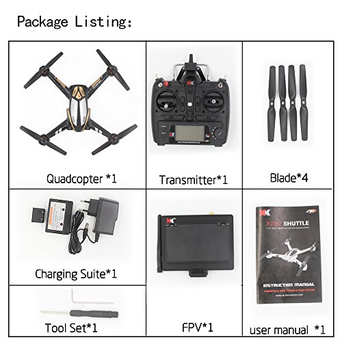 XK X252 5.8G FPV 7CH 6-Axis Gyro Drone RC Quadcopter RTF 1804 Brushless Motor, with 720P Camera -Black