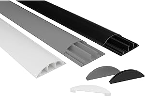 HEXIM conducto para cables 68x18mm media caña PVC cubierta de cables para TV, pared y suelo (8 metros blanco) revestimiento de cables conductos para cables redondos suelo