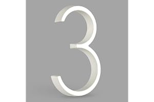 HASWARE Número De Casa Flotante: 5 Pulgadas (12cm) Números De Puertas Modernos - SeñAlizacióN Para La Oficina De Correos De La Calle (3, Blanco)