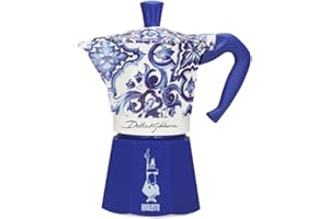 Bialetti Dolce & Gabbana – Moka Express Blue Mediterraneo pour 6 tasses, feu direct (cafetière, makinetta expresso)