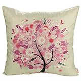 Luxbon 6er Set Bunt Lebensbaum Jahreszeit Baum Leinen Kissenbezug Wurfkissenbezug Sofakissen Pillowcase Cafe Haus Auto Deko 18 x 18 “ - 4