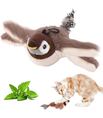 Giocattolo Uccello Per Gatti Realistico - Con Piume E Cigolii, Interattivo, Per Esercizio Indoor - Foto 2