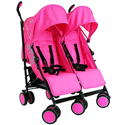 Zeta Citi TWIN Stroller Buggy Pushchair - Raspberry Pink Double Stroller