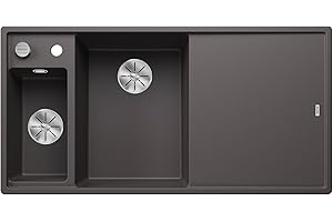BLANCO AXIA III 6 S | SILGRANIT felsgrau | Einbauart: Einbau von Oben | Hauptbecken links | mit Holzschneidbrett | 60er Unterschrank | Verschiebbares Schneidbrett | Umhängbare Multifunktionsschale