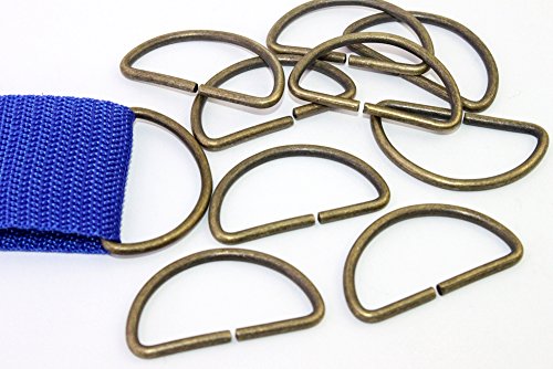 D-Ringe 10 Stück 40x20x3,2mm Halbrundringe Stahl. Farbe: altmessing