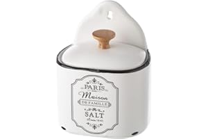 LEKE GO Salero Paris de Stoneware Negra Blancos Vintage para Cocina France (Salero)