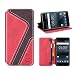 Produktbild MOBESV Smiley Nokia 5 Hülle Leder, Nokia 5 Tasche Lederhülle/Wallet Case/Ledertasche Handyhülle/Schutzhülle mit Kartenfach für Nokia 5, Rot/Dunkel Violett