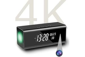 SRIKEKL Hidden Spy Camera Alarm Clock with Bluetooth Speaker,4K Video Wireless WiFi Nanny Cam, Motion Detection&Night Vision Secret Security Surveillance for Home and Office (with 64GB Card)