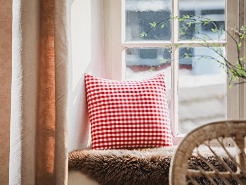 FILU Kissenbezug 40×40 cm 2er Pack (Farbe wählbar) rot / weiß kariert – Kissenhülle, Kissen, Hülle, Bezug, Sofakissen, Dekokissen, Kopfkissen, Sitzkissen, Karo, 100% Baumwolle, 100% Cotton, waschbar, Deko für jeden Raum, Garten und Terrasse - 2