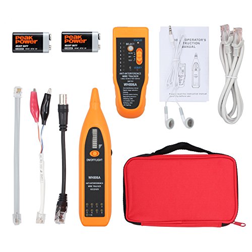 Preisvergleich Produktbild Proster Netzwerk Kabelsucher Kabeltester RJ11 RJ45 Kabelfinder Telefonleitungstester Leitungssucher für Lan-Kabel und Telefonkabel Leitungsdetektor