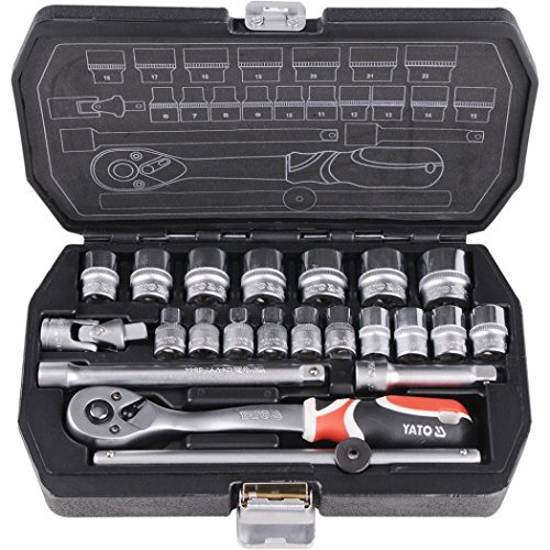 Yato YT-3856 – Steckschlüssel-Set, 3 bis 8 Zoll, 22-teilig, Größe XS