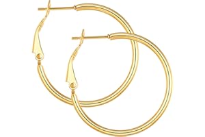 PROSTEEL Créoles Femme en Acier Inoxydable/Plaqué Or Boucles d'Oreilles Grands Anneaus de 30/40/50/70/100 mm, Women's Hoop Earrings