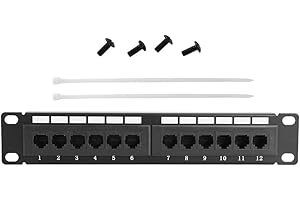 EVTSCAN 12 Port UTP Cat6 Patch Panel, Rack Mount for 10 inch Rack Cabinets, for Home, Office, Enterprise Networks, Data Centers