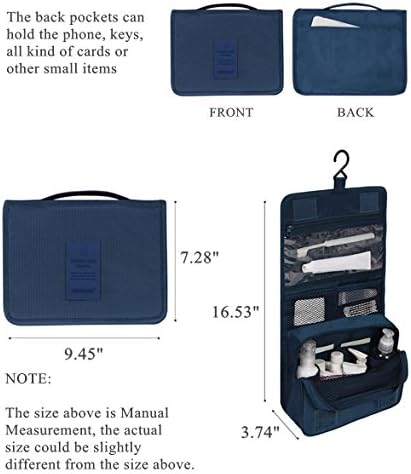 Mooxury Toiletry Bag Multifunction Cosmetic Bags Waterproof Makeup Pouch Portable Travel Organizer Bag with Hanging Hook for Men Women Girls Vacation - Navy Blue