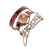 Chenang Rosegold Armband Armbanduhren,Mode Quarzuhr Einfach Handgelenk Armbanduhr Frauen Lederarmband Retro Damen Analog Quarz Armbanduhr