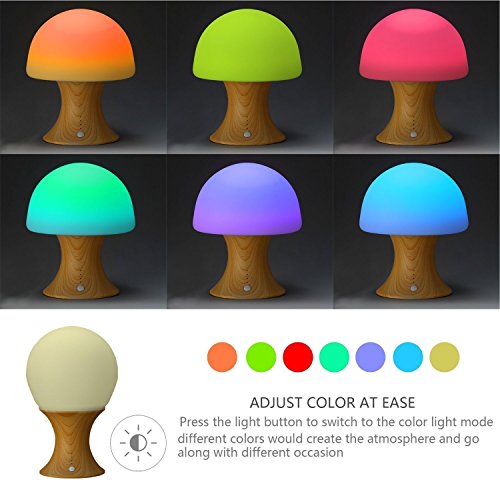 LEDemain® Wiederaufladbar Farbwechsel Pilz Nachttischlampe / Leselicht / Ambient Licht / LED Nachtlicht / Atmosphäre Beleuchtung mit Automatische Timer und essbare silikon + ABS, Perfekt für Kinder Schlafzimmer/ Studio-Wohnzimmer/ Flur/ Camping usw.